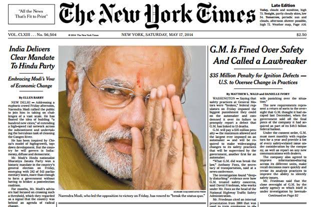 New York Times criticized Modi