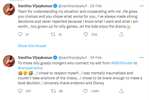 ரம்யா கிருஷ்ணனுக்கு பயந்து தான் வெளிய வந்தேனா? உண்மை காரணத்தை சொன்ன வனிதா 3