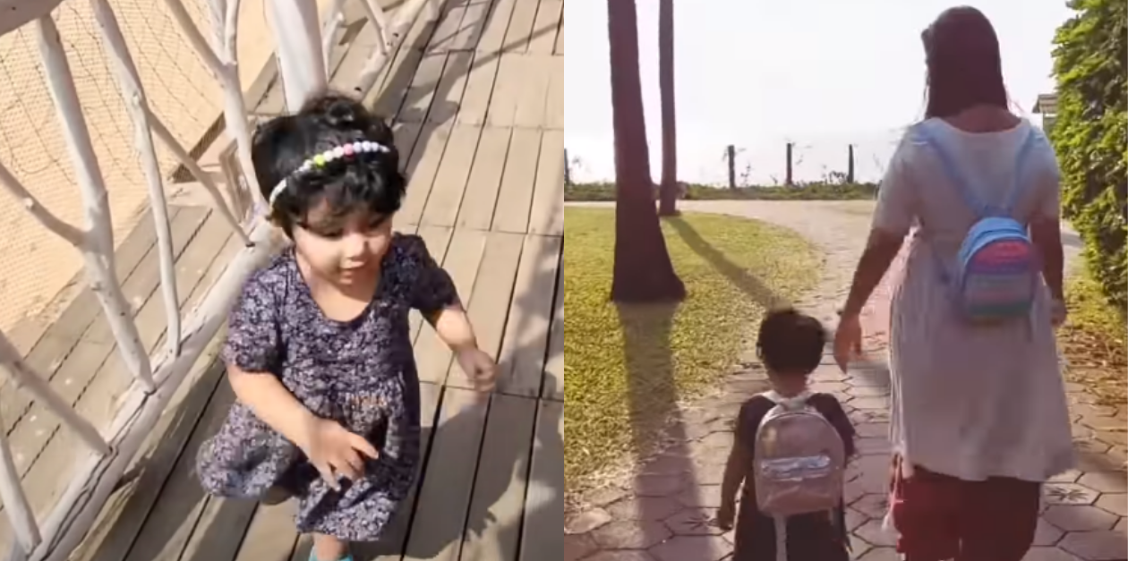 தோளில் பையை மாட்டிக்கொண்டு அம்மாவுடன் குடுகுடு என ஓடும் ஐலா பாப்பா | Alya Manasa | Aila 25