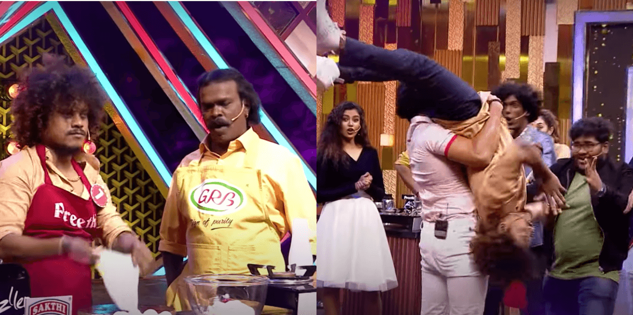 புகழை அசால்ட்டாக தூக்கி தலைகீழாக சுற்றிய சந்தோஷ் பிரதாப் | Cook With Comali Season 3 49