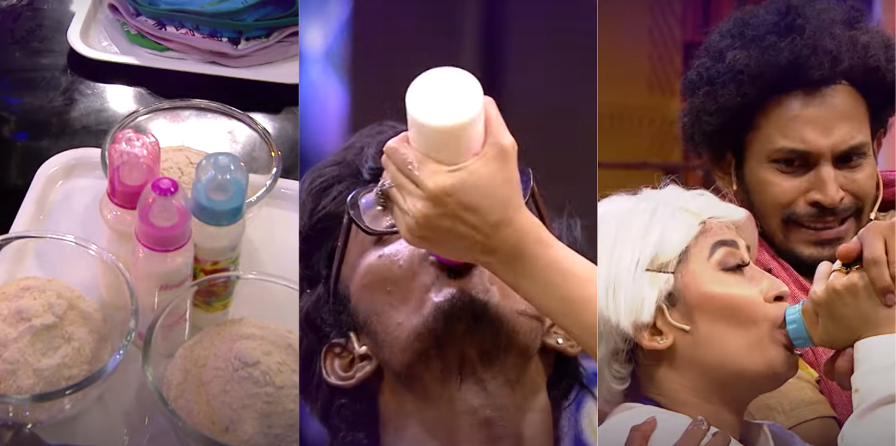 பாட்டிலில் பால் குடித்த கோமாளிகள்..குழந்தைகளாக மாறி செய்யும் சேட்டைகள் | Cook With Comali 7