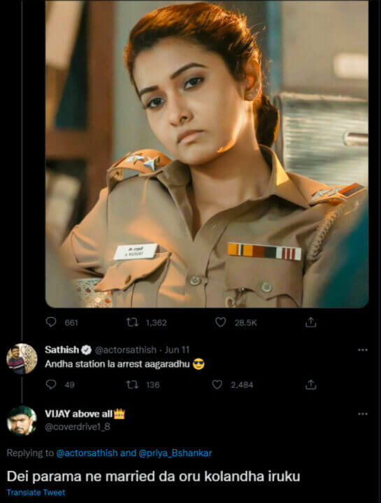 "டேய் உனக்கு கல்யாணமாகி ஒரு குழந்தை இருக்குடா"!!தன்னிடம் ஜொள்ளு வழிந்த சதிஷை கலாய்த்து தள்ளிய பிரியா பவானி ஷங்கர்!! 13