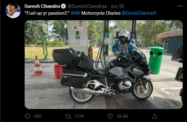 "உங்கள் ஆசைக்கு எரியூட்டுங்கள்"!!"ஐரோப்பாவில் பைக் ட்ரிப் அடிக்கும் அஜித்"!! புகைப்படங்களை பகிர்ந்து பதிவிட்டுள்ள சுரேஷ் சந்திரா!! 17