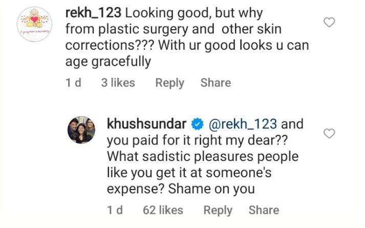 "இந்த வயசுல plastic surgery தேவைதானா?" வம்பிழுத்த ரசிகர்....வறுத்தெடுத்த குஷ்பூ"!! 9