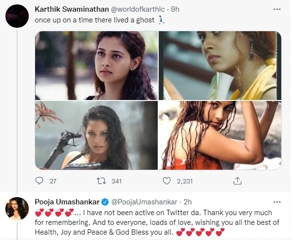 "இனிமெல்லாம் அப்படிலாம் நடிக்க முடியாது.....கல்யாணம் ஆயிடுஞ்சுங்க ......"!!"ரசிகரின் கேள்விக்கு நச் பதில் கொடுத்த பூஜா உமாசங்கர்"!! 9