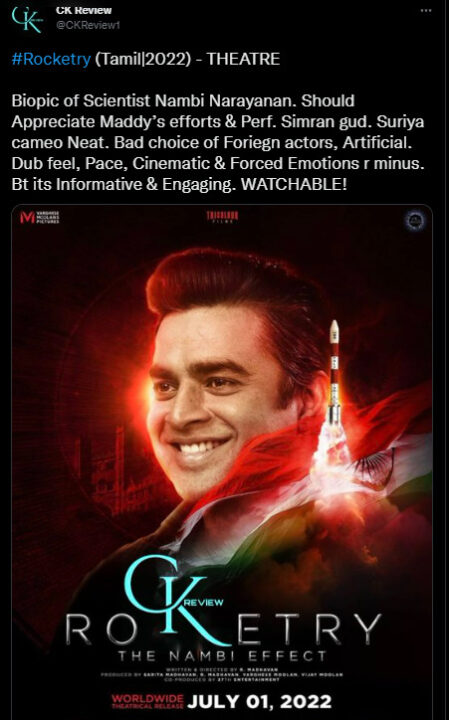"ரோலெக்ஸ் மாஸ்'னா.....ராக்கெட்டரி கிளாஸ்"!! பட்டைய கிளப்பி இருக்கும் மாதவனும் சூர்யாவும்!! ரசிகர்களின் ட்விட்டர் ரிவியூ!! 11