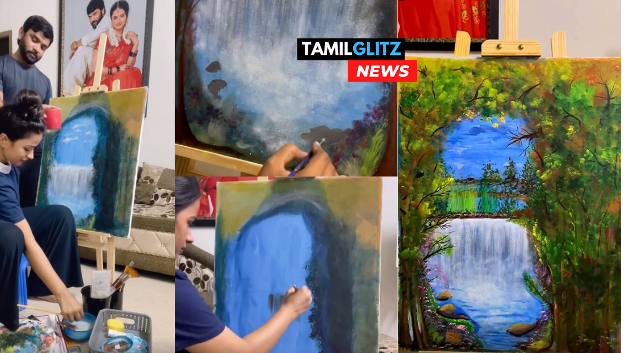 "ஓவியம் வரையும் கனிகா"!! பின்னாலிருந்து மறைந்திருந்து பார்க்கும் சினேகன்!! 135