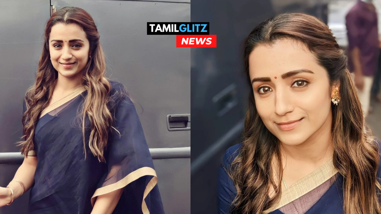 "ப்ளூ saree'ல ஒரே போட்டோ - அனைவரது நெஞ்சையும் கொத்தி சென்ற திரிஷா"!! 15