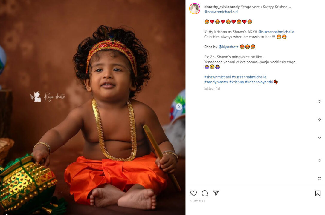 கிறிஸ்துவராக இருந்த போதும் மகனுக்கு கிருஷ்ணர் வேடம் போட்டு அழகு பார்த்த சாண்டி! வைரலாகும் புகைப்படம் 3
