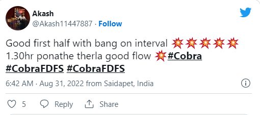 கோப்ரா படம் வேற லெவெலில் இருக்கு..ட்விட்டரை தெறிக்க விடும் சீயான் ரசிகர்கள்..! | Cobra Review 5