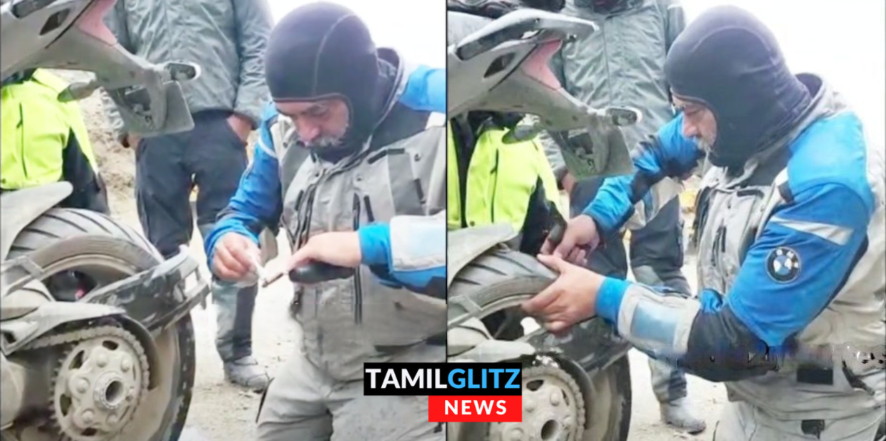 பஞ்சர் ஆகி நின்ற ரசிகரின் பைக்கிற்கு பஞ்சர் ஒட்டும் தல.. வைரலாகும் வீடியோ 173