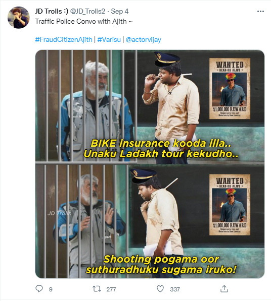 இன்சூரன்ஸ் இல்லாத பைக்கில் லடாக் டூர் சென்ற அஜித்? வச்சி செய்யும் விஜய் ரசிகர்கள் 7