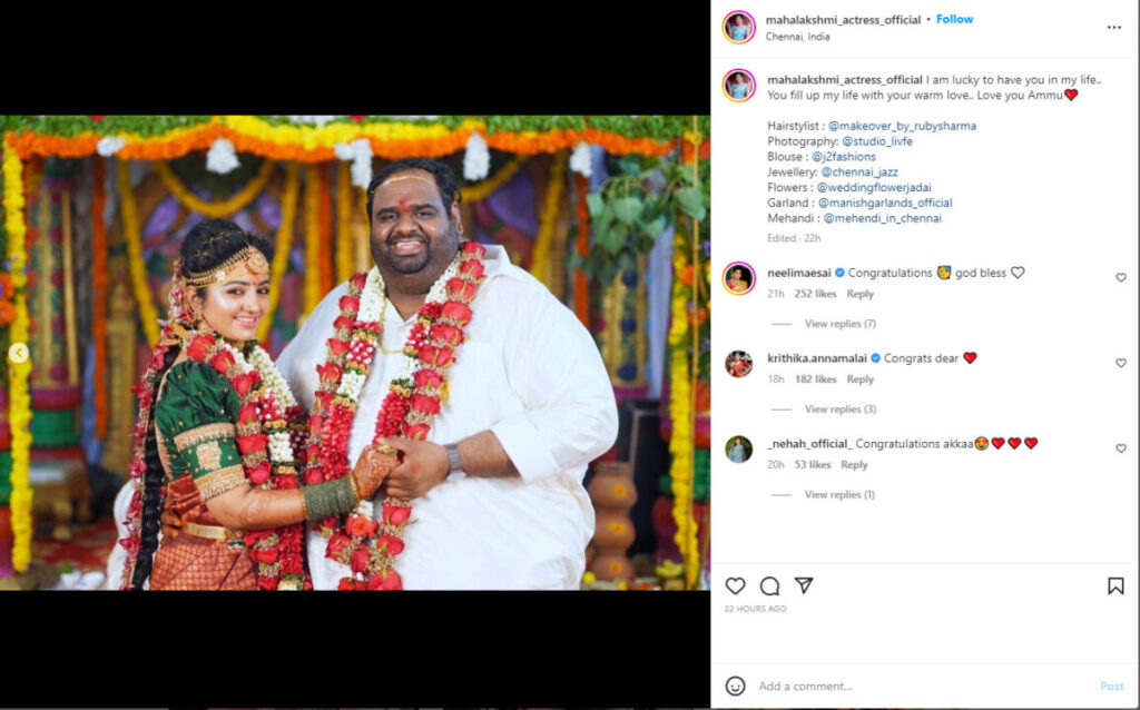என் வாழ்வை உன் அன்பினால் நிரப்புகிறாய், லவ் யூ அம்மு.! கணவர் ரவீந்தர் பற்றி மஹாலக்ஷ்மி போட்ட பதிவு 3