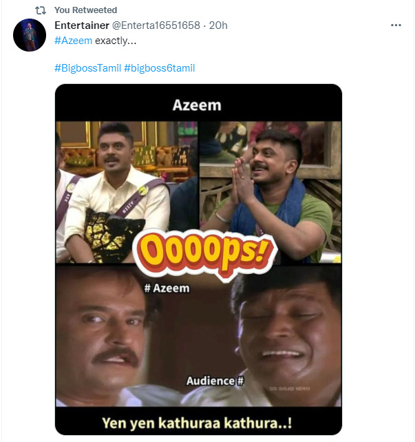 வெண்கல பானைய உருட்டுன மாதிரி லொட லொடன்னு.! அசீமை கழுவி ஊற்றும் நெட்டிசன்கள்.! 3