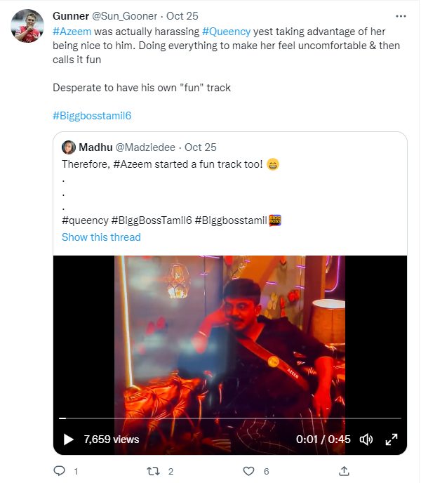 குயின்சியிடம் லவ் ட்ராக் ஓட்டும் அசீம்.! பூமர் அங்கிள், Cringe மாமா என கலாய்த்து தள்ளும் நெட்டிசன்கள் 11