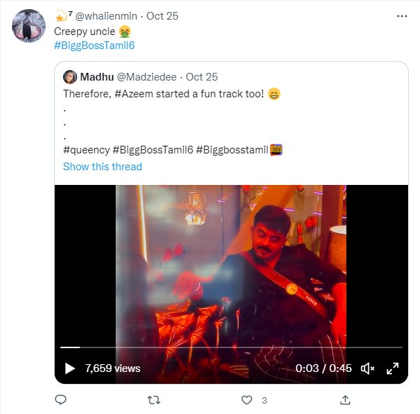 குயின்சியிடம் லவ் ட்ராக் ஓட்டும் அசீம்.! பூமர் அங்கிள், Cringe மாமா என கலாய்த்து தள்ளும் நெட்டிசன்கள் 19