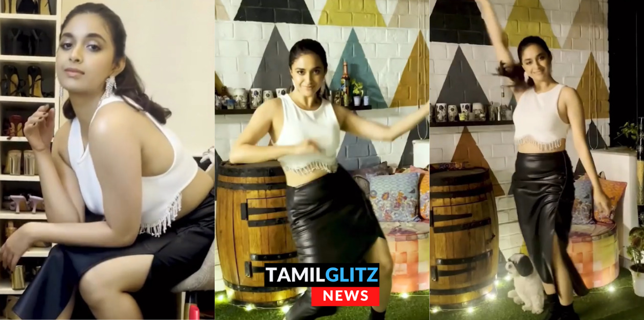 மாடர்ன் உடையில் மரண குத்தாட்டம் போட்ட கீர்த்தி சுரேஷ்.! யப்பா என்னா ஆட்டம்.! 19