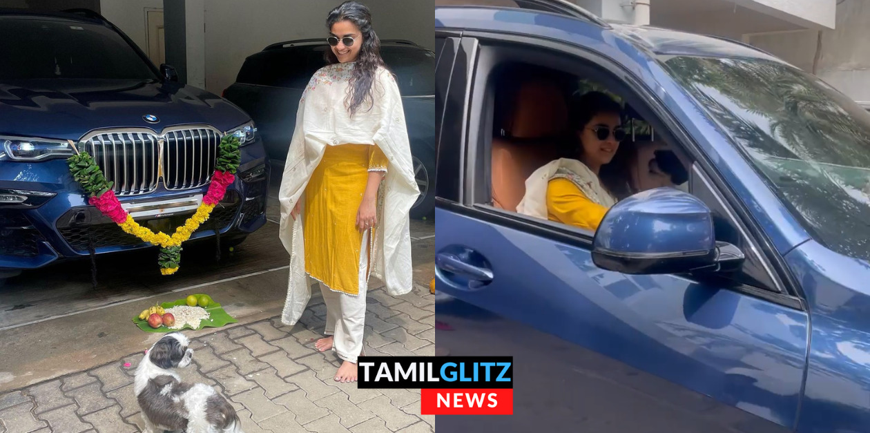 ஆயுத பூஜை தினத்தில் தனது புது BMW காருக்கு பூஜை போட்ட கீர்த்தி சுரேஷ். ! 65