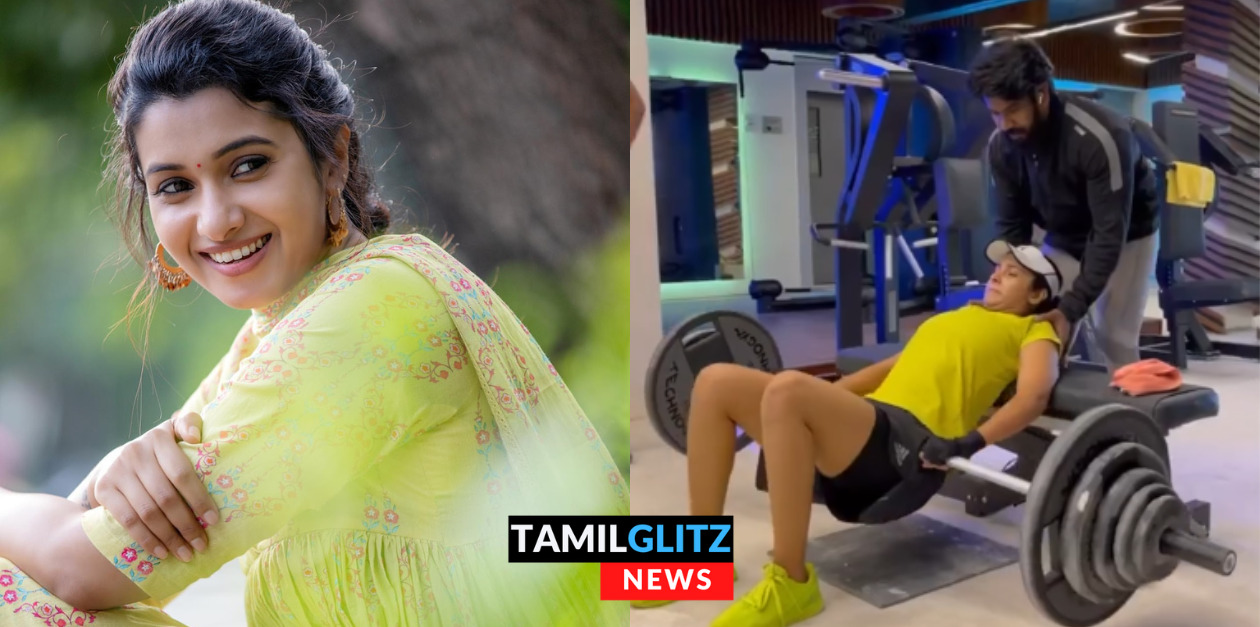 வயிற்றில் அதிகமான எடையை வைத்து, தீவிரமாக உடற்பயிற்சி செய்த பிரியா பவானி ஷங்கர் 85
