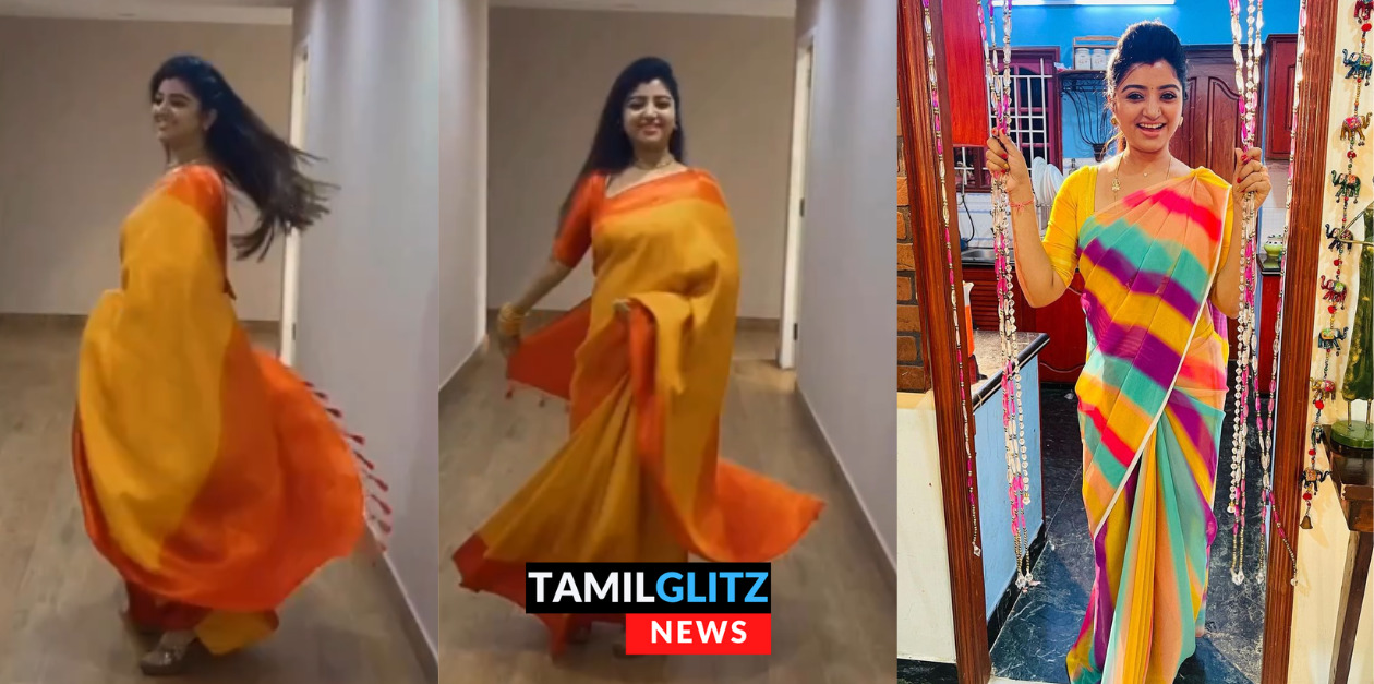 மஞ்சள் நிற பட்டுப் புடைவயில் தேவதை போல வந்து ஆடிய மஹாலக்ஷ்மி.! தங்க சிலை போல மின்னும் மஹா.! 125