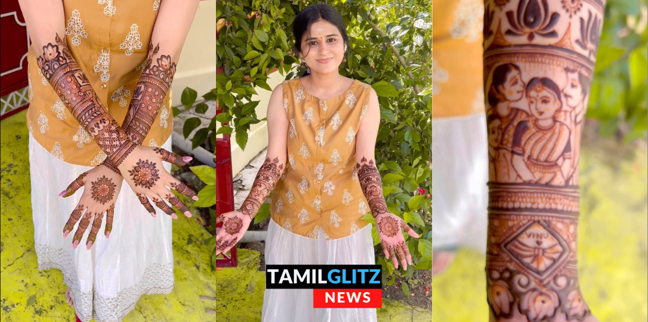மருதாணியில் கூட உன் முகம் தான் இருக்கனும்.! கணவருக்காக ரித்திகா செய்த செயல்.! 13