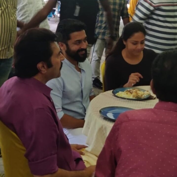 Shooting Spot-ல் பிரியாணி கிளறிய சூர்யா.! எனக்கு கொஞ்சம் வைங்க.! கேட்டு வாங்கி சாப்பிட ஜோதிகா.! 3