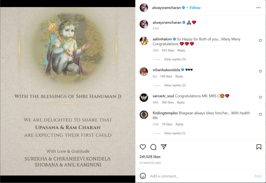 எங்கள் முதல் குழந்தையை எதிர்பார்த்து காத்திருக்கிறோம். ! புகைப்படத்தை பகிர்ந்து அறிவித்த ராம் சரண்.! 7