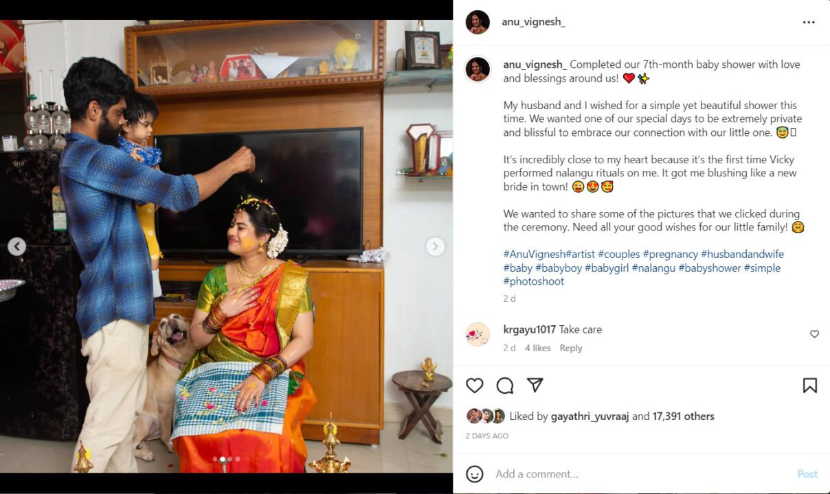 பல வருடங்கள் கழித்து குட் நியூஸ் சொன்ன பாண்டவர் இல்லம் அனு.! வீட்டிலேயே சிம்பிளாக நடந்த வளைகாப்பு 11