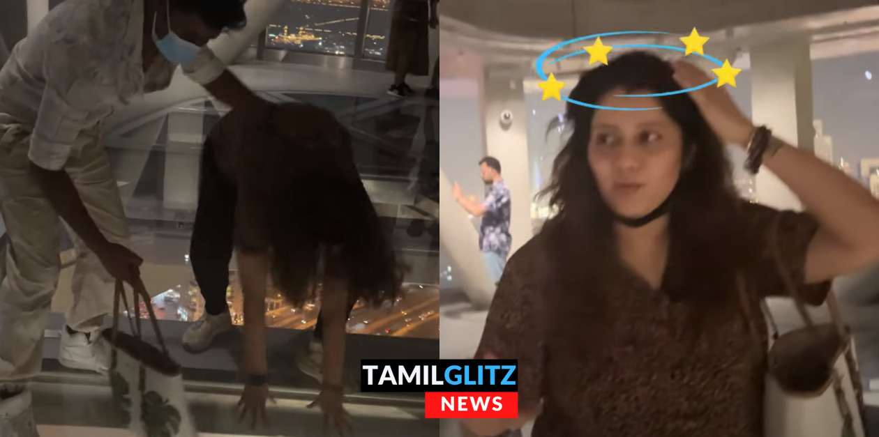 கண்ணாடி பாலத்தில் நடக்க பயந்து தலைகுப்புற விழுந்த ப்ரியங்கா.! செம்ம காமெடி வீடியோ.! 43