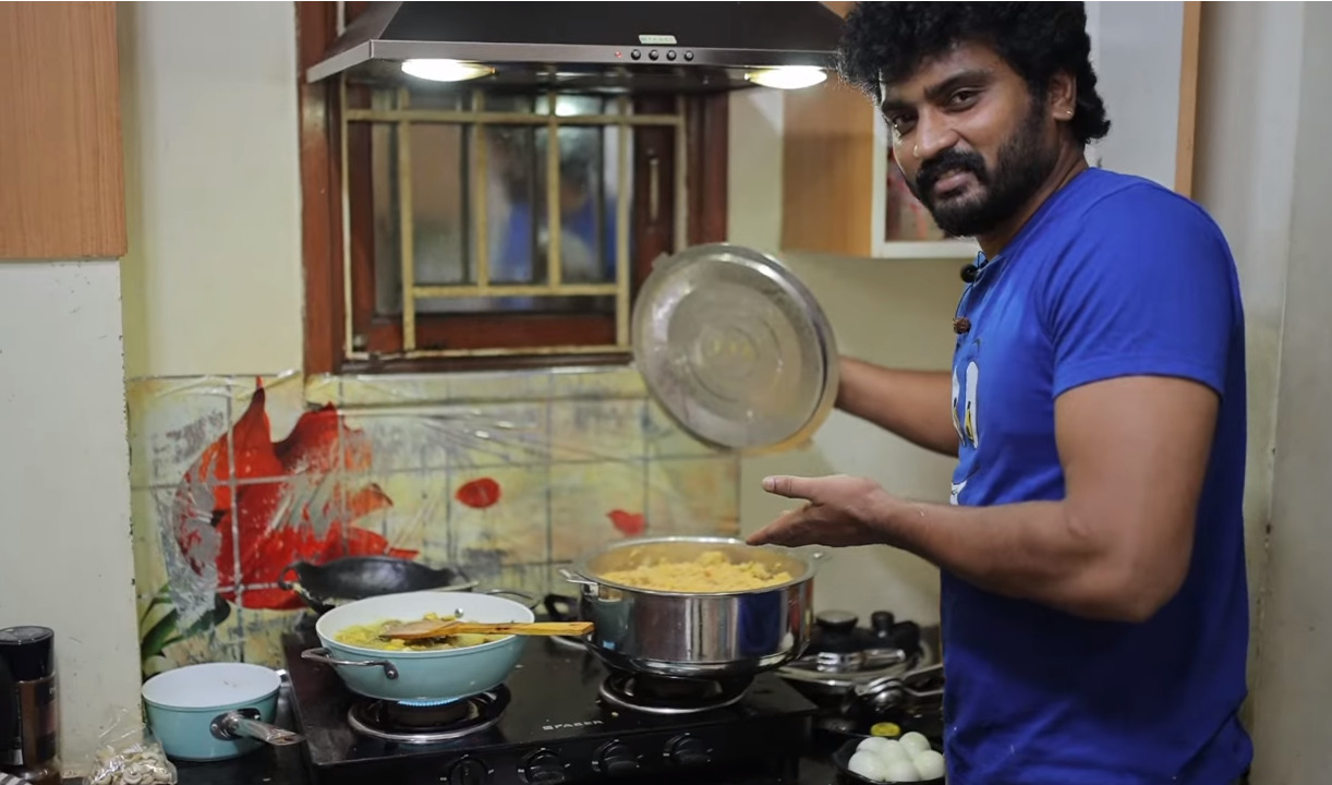 பொண்டாட்டிக்காக கம கம சிக்கன் பிரியாணி செய்த சித்து.! பாத்தாலே எச்சில் ஊறுதே.! 3