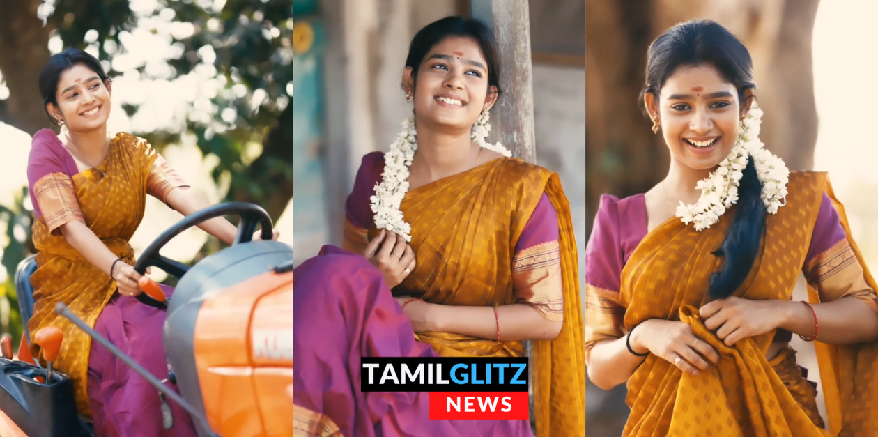 தாவணியில் ட்ராக்டர் ஓட்டிக் கொண்டு வந்த குட்டி த்ரிஷா ஜனனி.! ஜனனி வெளியிட்ட Cute வீடியோ.! 119