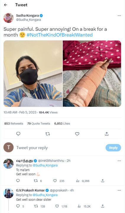 இயக்குனர் சுதா கொங்கராவுக்கு நடந்த பயங்கர விபத்து.! படப்பிடிப்புகள் பாதியில் நிறுத்தம்.! 7