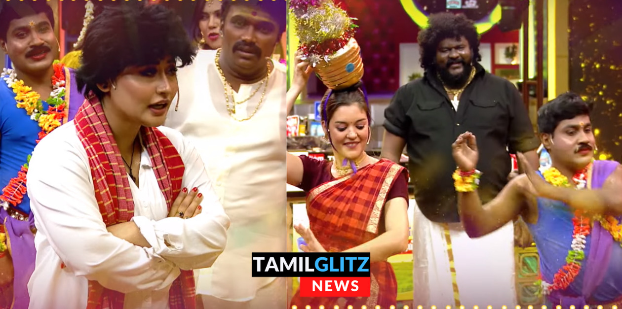 மாங்குயிலே பாட்டுக்கு ஆண்டி கரகாட்டம் ஆட.. ஜிபி முத்து வாசிக்க.! ஆஹா என்ன ரகளை பண்ணுறாங்க.! 85