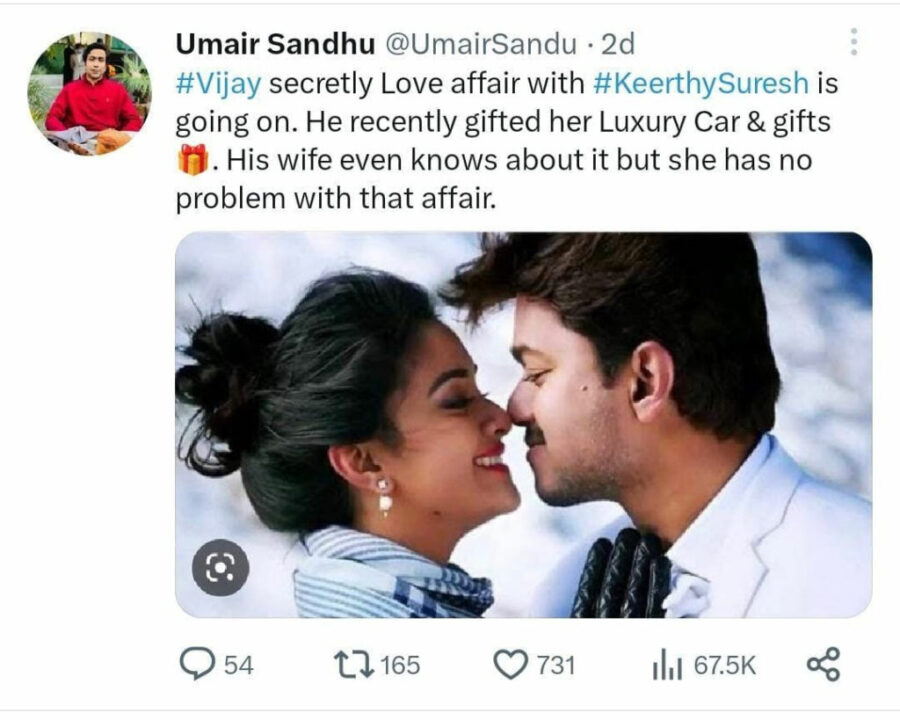முன்னணி நடிகையுடன் ரகசிய உறவு.! விஜயை எச்சரித்தாரா மனைவி சங்கீதா? பிரபலம் வெளியிட்ட சர்ச்சை பதிவு.! 3