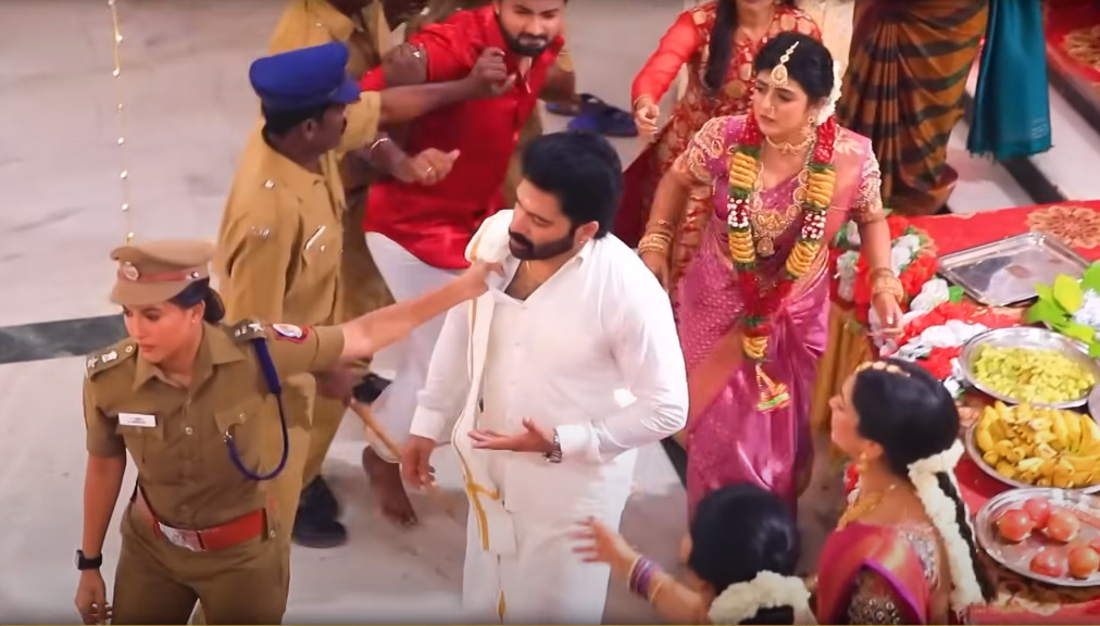 தாலி கட்டும் நேரத்தில் பார்த்தியை கைது செய்து தர தரவென இழுத்து சென்ற போலீஸ்.! கதறி அழும் காவ்யா.! 3