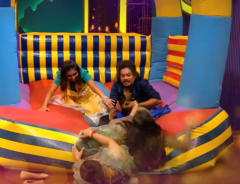 தலைகுப்புற விழுந்த பரத்..! தாறுமாறாக விழும் குக்குகள்.! இந்த வாரம் செம அலப்பறை இருக்கு.! 3