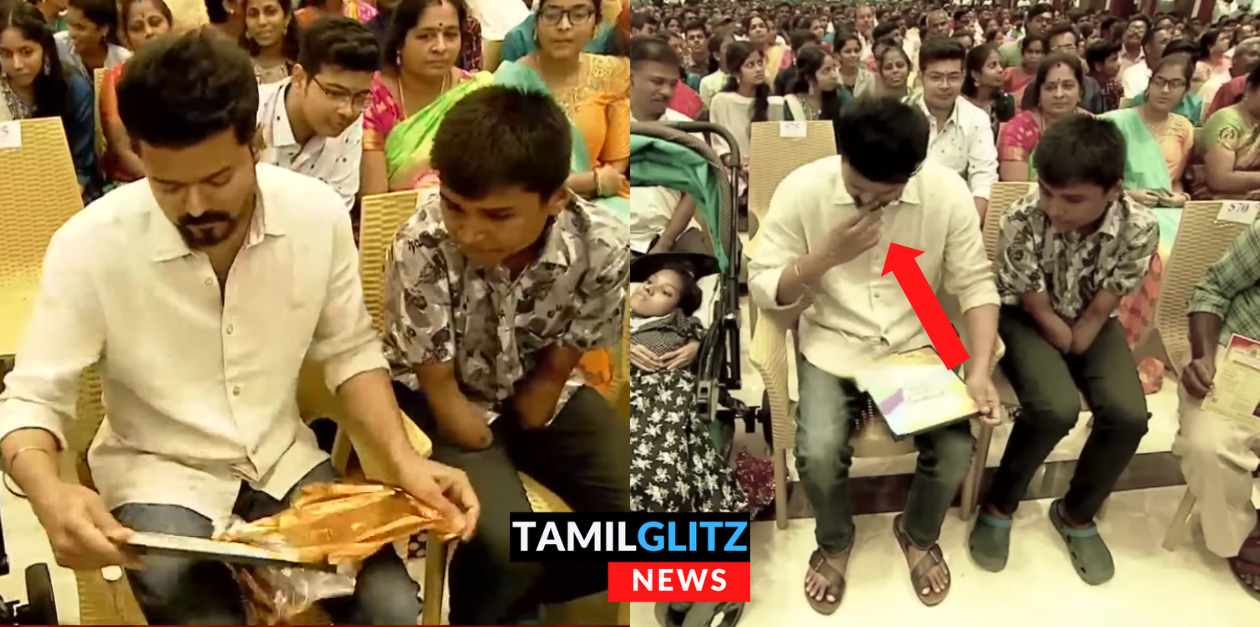 மாற்றுத்திறனாளி மாணவர் கொடுத்த பரிசு.! உணர்ச்சிவசப்பட்டு கண்கலங்கிய விஜய்.! நெகிழ்ச்சி வீடியோ.! 137