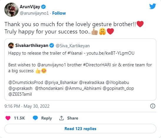 மாவீரன் படத்தை இப்பதான் பார்த்தேன்.! படம் பற்றி அருண்விஜய் போட்ட ட்வீட்.! என்ன சொல்லிருக்காருனு பாருங்க 3