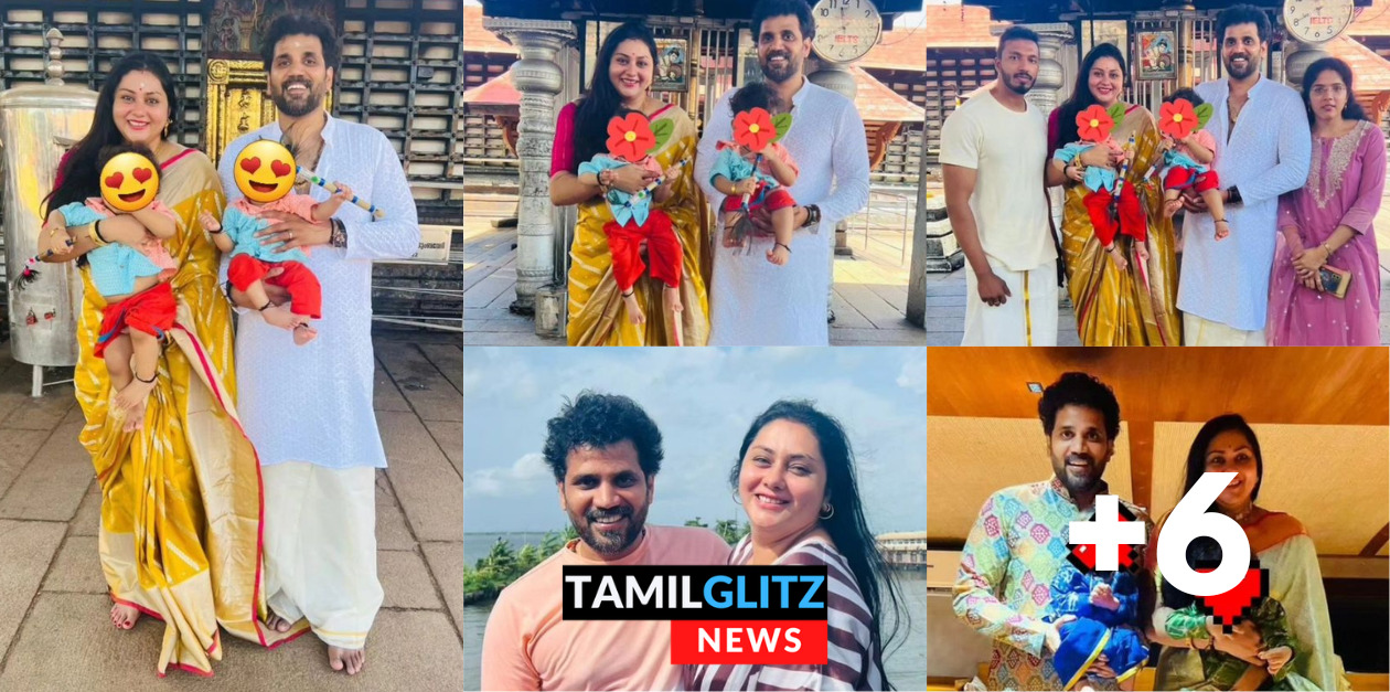 ஒரு வயதை நிறைவு செய்த நமீதாவின் இரட்டை குழந்தைகள்.! கேரளாவில் சாமி தரிசனம் செய்த நமீதா.! 121