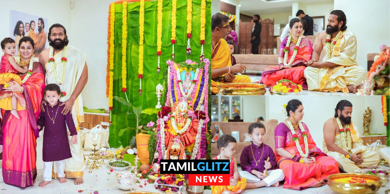 தனது மனைவி மற்றும் குழந்தைகளுடன் வீட்டில் பூஜை நடத்திய காந்தாரா ஹீரோ ரிஷப் ஷெட்டி.! 49