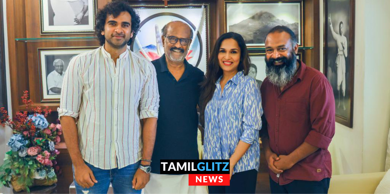தனது இளைய மகள் தயாரிக்கும் புது வெப் சீரிஸ்.! கிளிப் அடித்து ஷூட்டிங்கை தொடங்கி வைத்த ரஜினி.! 25