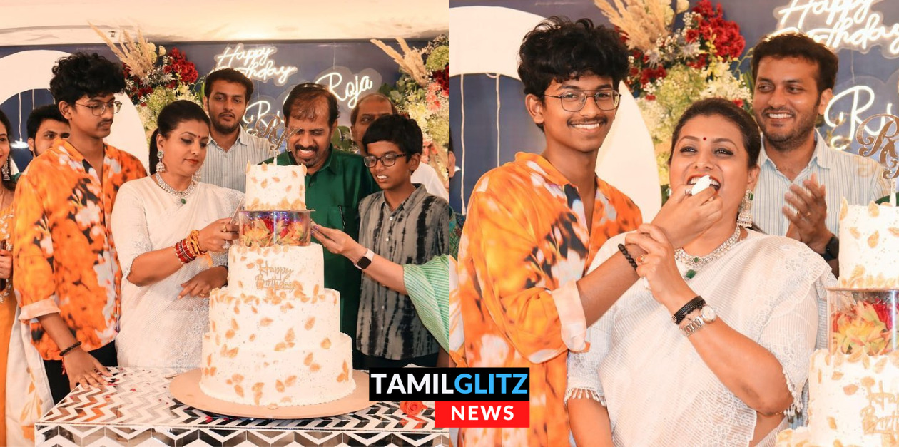 ரோஜாவின் 51வது பிறந்தநாள்.! கேக் வெட்டி பார்ட்டி வைத்து கொண்டாடிய மகன் மற்றும் கணவர்.! 49