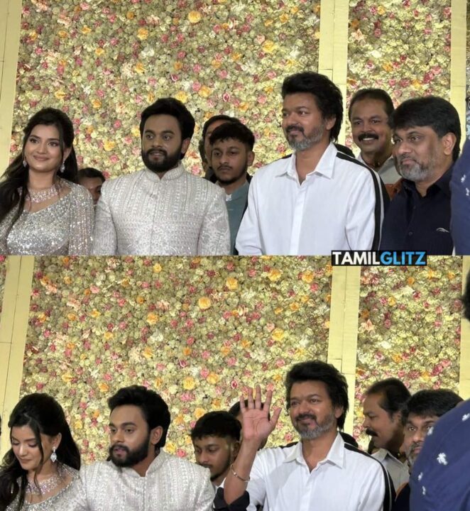 'லியோ' தயாரிப்பாளர் மகன் திருமணம்.! வெள்ளை நிற உடையில் மாஸ் என்ட்ரி கொடுத்த தளபதி.! 7