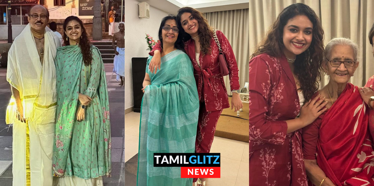 பெற்றோர்களின் பிறந்தநாளை கேரளாவில் வைத்து குடும்பத்துடன் கொண்டாடிய கீர்த்தி சுரேஷ்.! 159