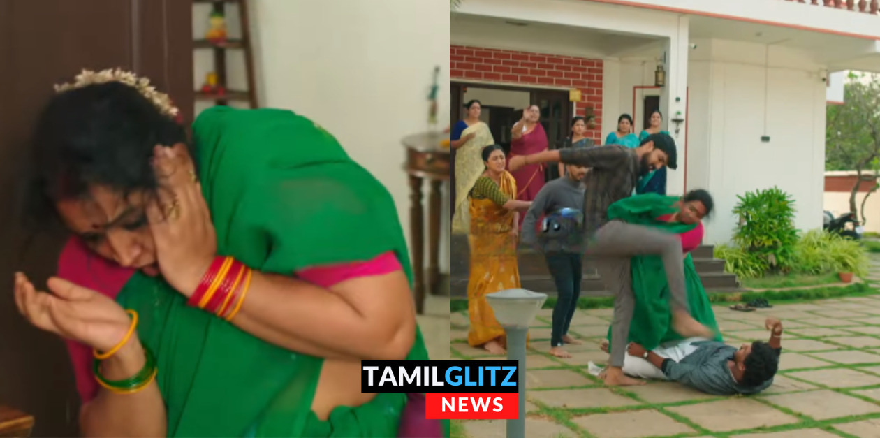 ஜான்சி ராணி கன்னத்தில் ஓங்கி அறைந்த ஈஸ்வரி.! கரிகாலனை விரட்டி விரட்டி வெளுக்கும் சக்தி.! 9