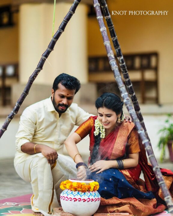 கணவருடன் பொங்கல் திருநாளை கொண்டாடிய 'பாக்கியலட்சுமி' சீரியல் நடிகை ரித்திகா.! 9
