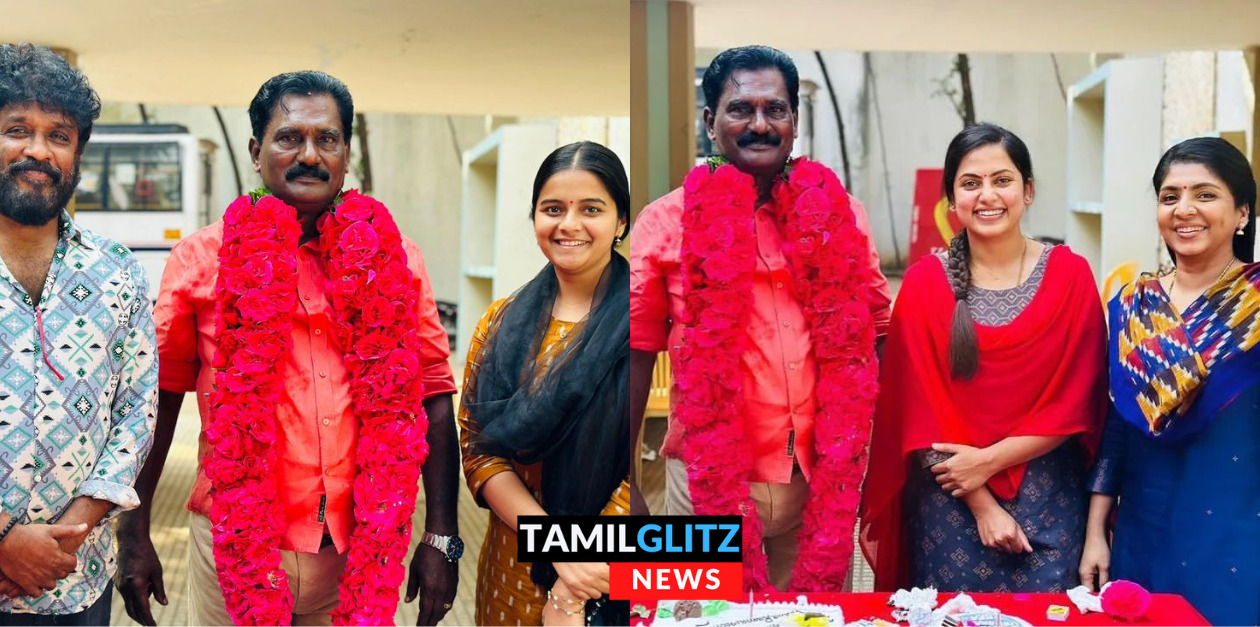 வேலராமமூர்த்திக்கு பிறந்தநாள்..! மாலை, மரியாதை செய்து கேக் வெட்டி கொண்டாடிய சீரியல் குழுவினர்...! 1