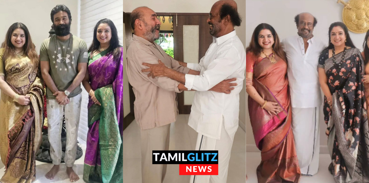 விஜயகுமார் பேத்திக்கு திருமணம்.! சூப்பர் ஸ்டார், தனுஷை நேரில் சந்தித்து அழைப்பிதழ் வழங்கிய குடும்பம்.! 105