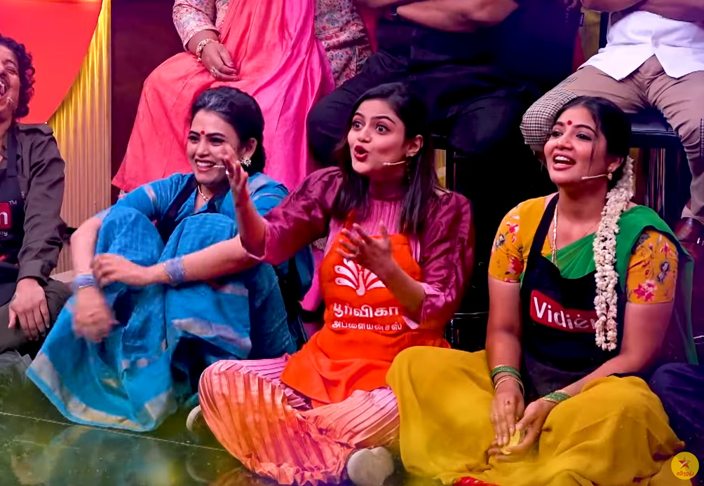 பிரியங்கா மேல் வந்து அமர்ந்து கோழி.! பயந்து அலறிய பிரியங்கா.! 'குக் வித் கோமாளி' ப்ரோமோ இதோ 3