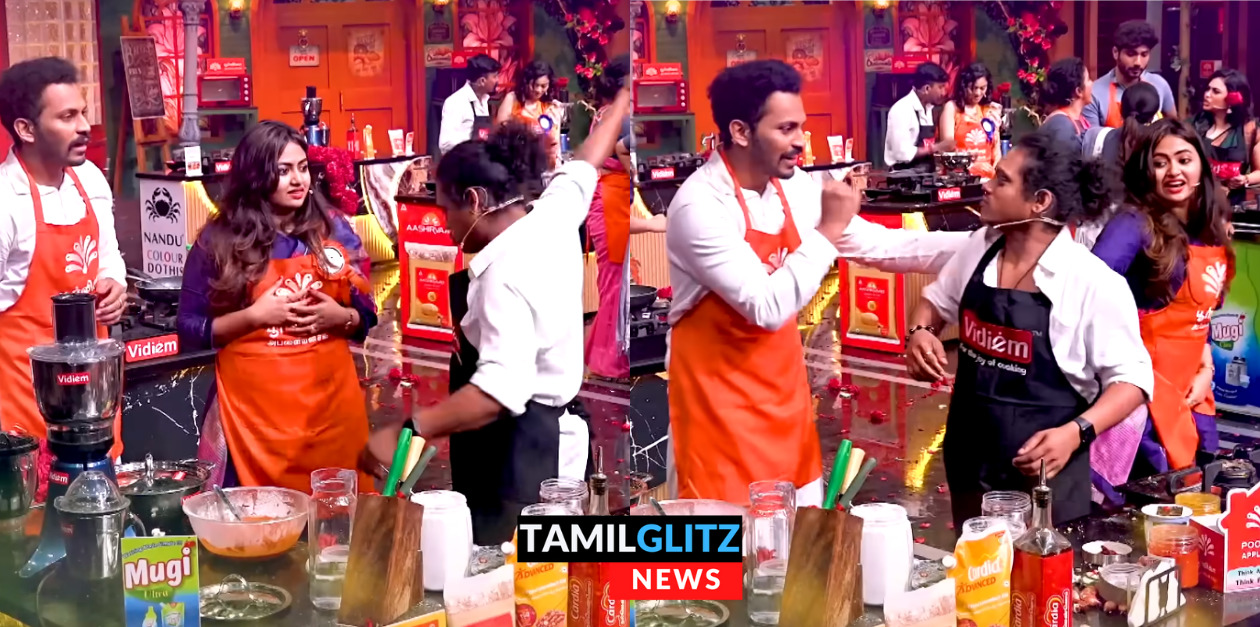 போய் கருவேப்பில்லை எடுத்துட்டு வா போ.! ஷாலினை விரட்டி விரட்டி வேலை வாங்கும் புகழ்.! 91